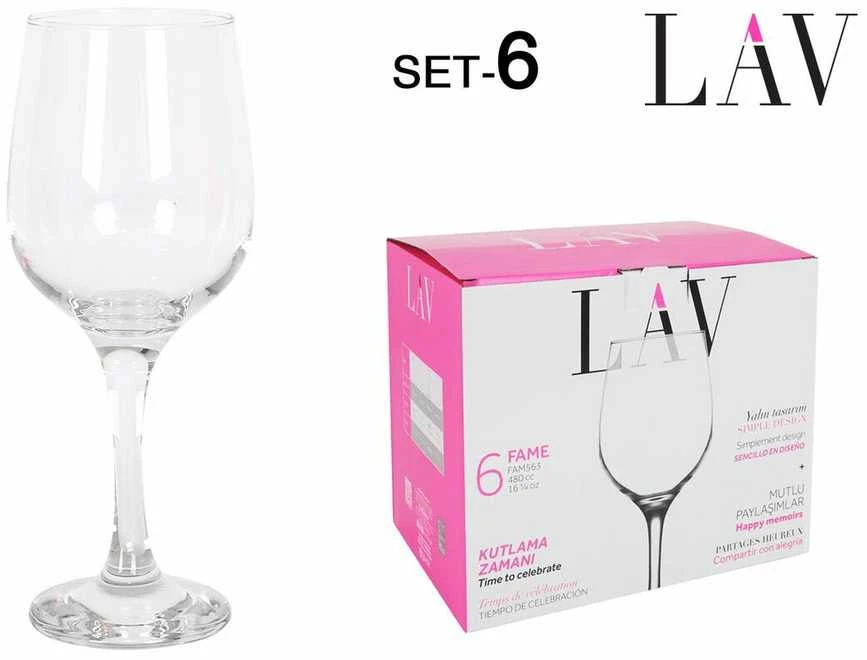 Vyno taurės LAV FAME LV-FAM563F, 480 ml, 6 vnt.