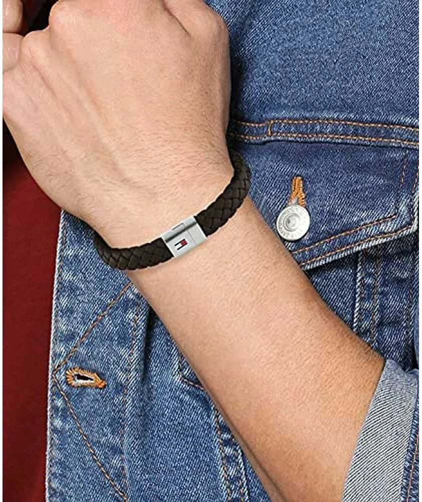 Tommy Hilfiger Tamsiai ruda odinė apyrankė su plieniniu užsegimu 2790330