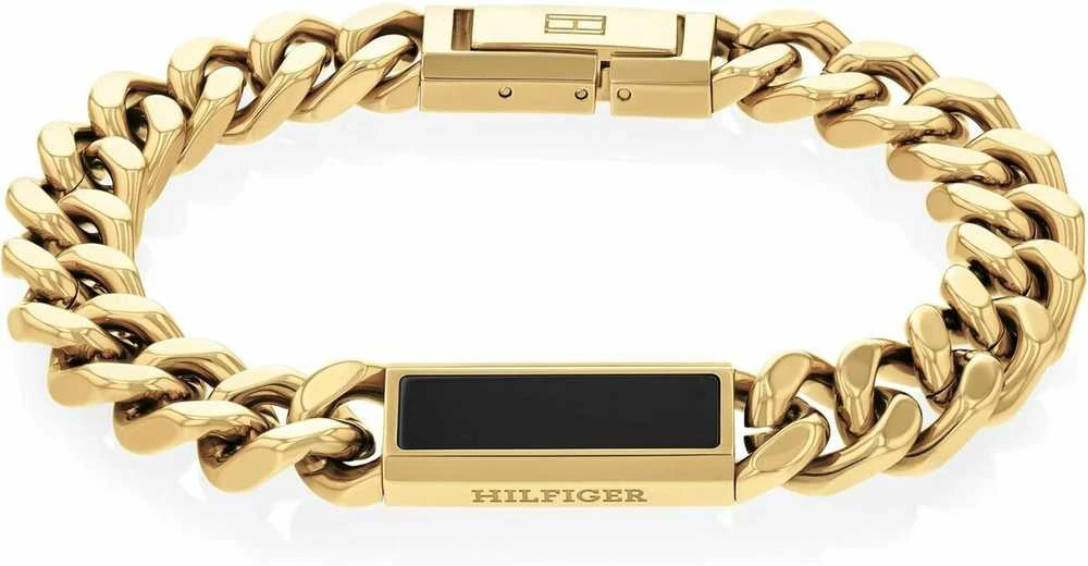 Tommy Hilfiger Nadčasový pozlacený náramek s onyxem 2790539