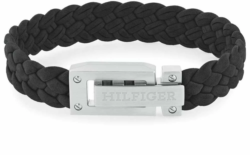Tommy Hilfiger Černý kožený náramek pro muže 2790517