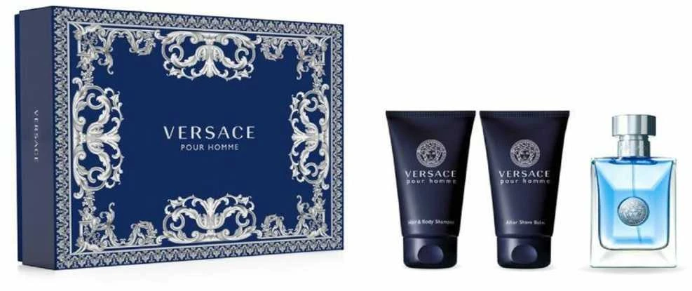 Versace Pour Homme rinkinys vyrams (EDT, 50 ml + balzamas po skutimosi, 50 ml + kūno ir plaukų šampūnas, 50 ml)