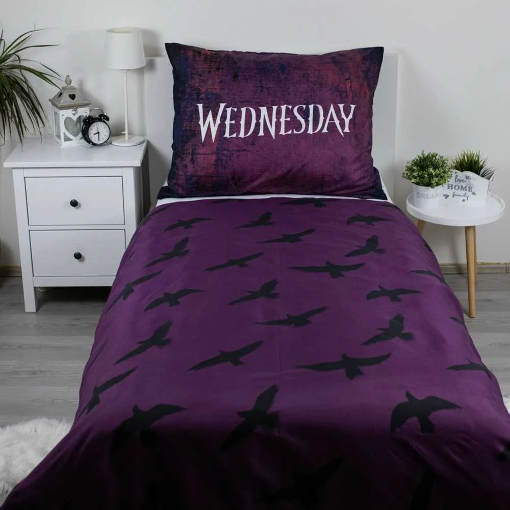 Patalynė su mikrofibry 140x200 Wednesday Raven violetinė poszewka 70x90 JF24