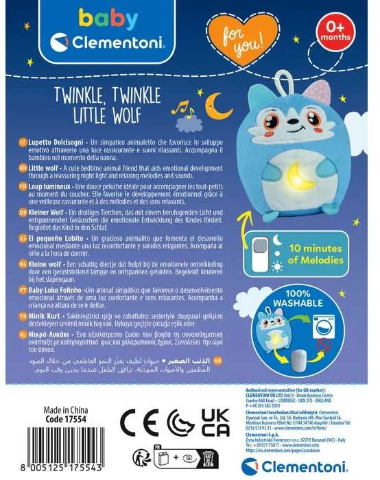 „Wolf Twinkle Twinkle“ naktinė lemputė ir žaislas „Clementoni“