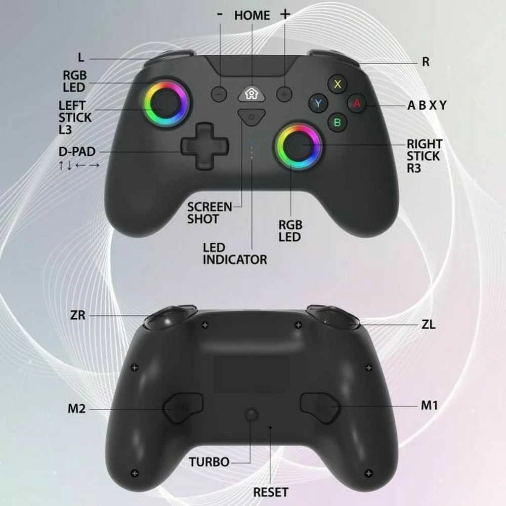 Subsonic belaidis LED valdiklis, juodas – „Nintendo Switch“