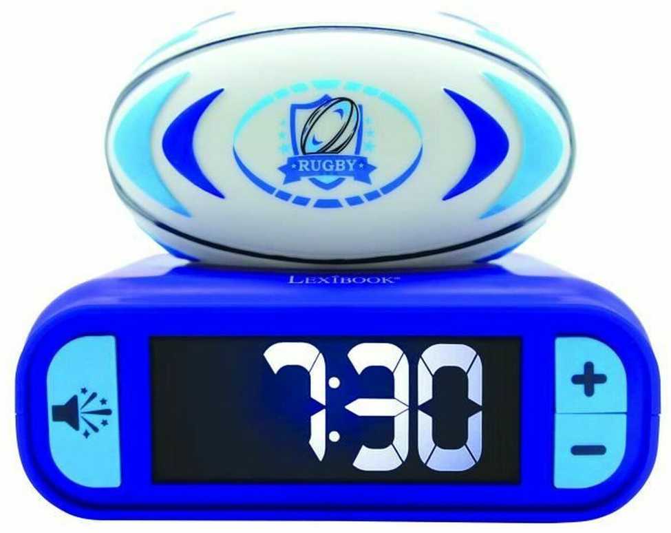 Lexibook Digital alarm clock with 3D rugby ball night light and sound effects