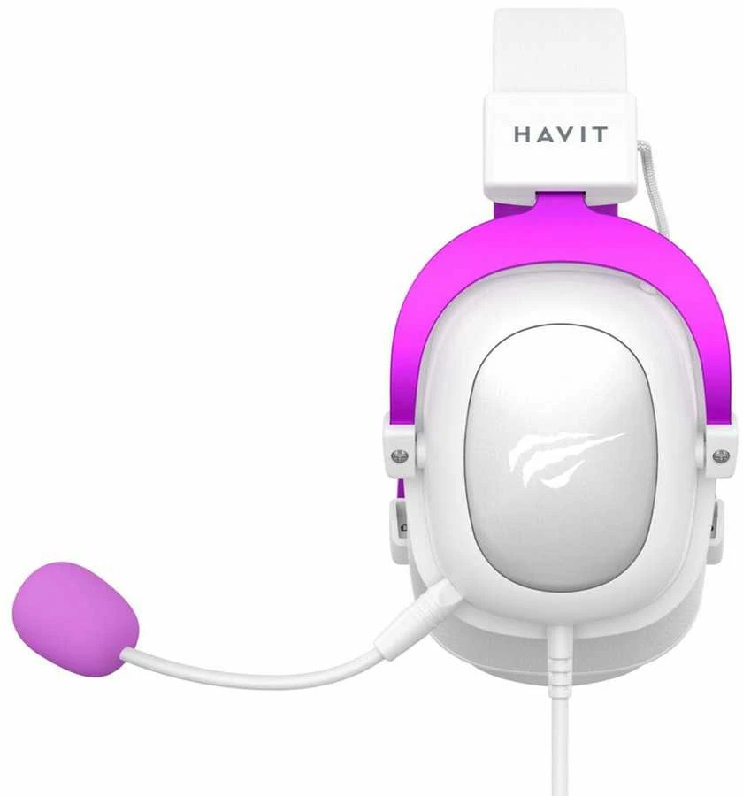 Havit H2002d - žaidimams ausinės, baltas ir violetinė