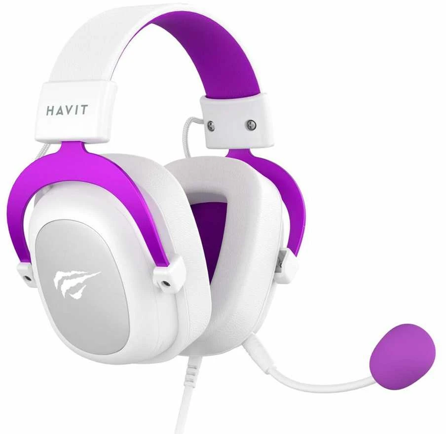 Havit H2002d - žaidimams ausinės, baltas ir violetinė
