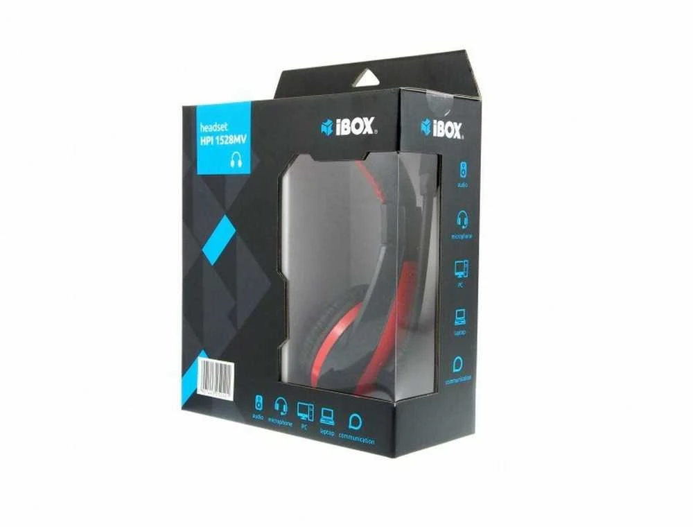 Universalios kompiuterinės ausinės I-BOX HPI 1528 MV, 2x 3.5mm, Juoda-raudona