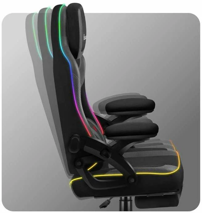 Žaidimų kėdė „Huzaro Force 4.6 Juodas Mesh RGB Smart“