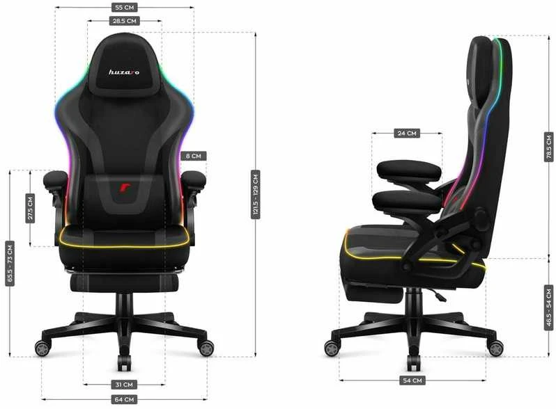 Žaidimų kėdė „Huzaro Force 4.6 Juodas Mesh RGB Smart“