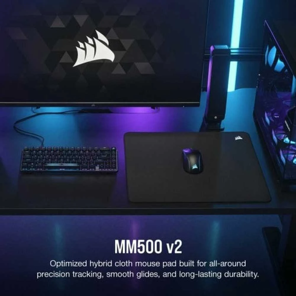 Corsair MM500 v2 Hybrid Fabric Pelės kilimėlis žaidimams, large – juodos spalvos
