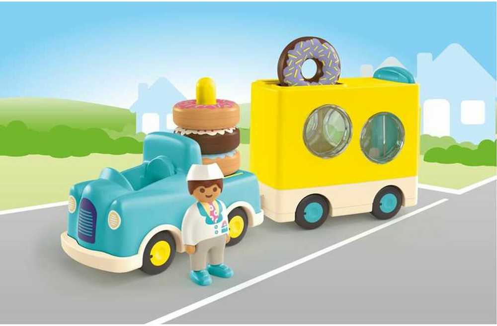 Playmobil – JUNIOR: Pašėlusi spurgų sunkvežimis su krovimo ir rūšiavimo funkcija (71702)