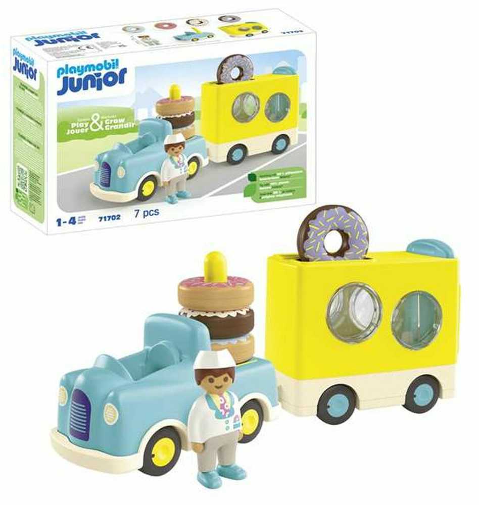 Playmobil – JUNIOR: Pašėlusi spurgų sunkvežimis su krovimo ir rūšiavimo funkcija (71702)