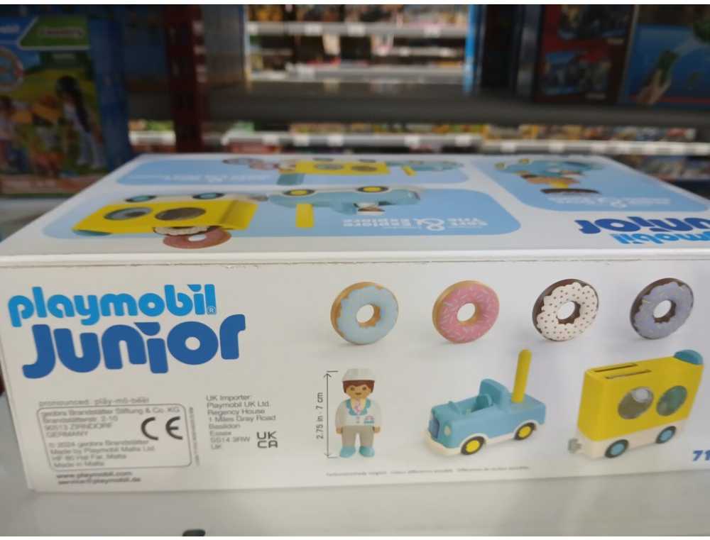 Playmobil – JUNIOR: Pašėlusi spurgų sunkvežimis su krovimo ir rūšiavimo funkcija (71702)