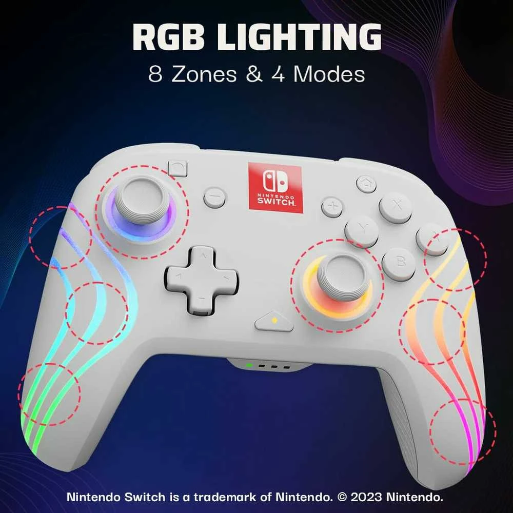 PDP Nintendo Switch baltas belaidis valdiklis (Afterglow Wave)