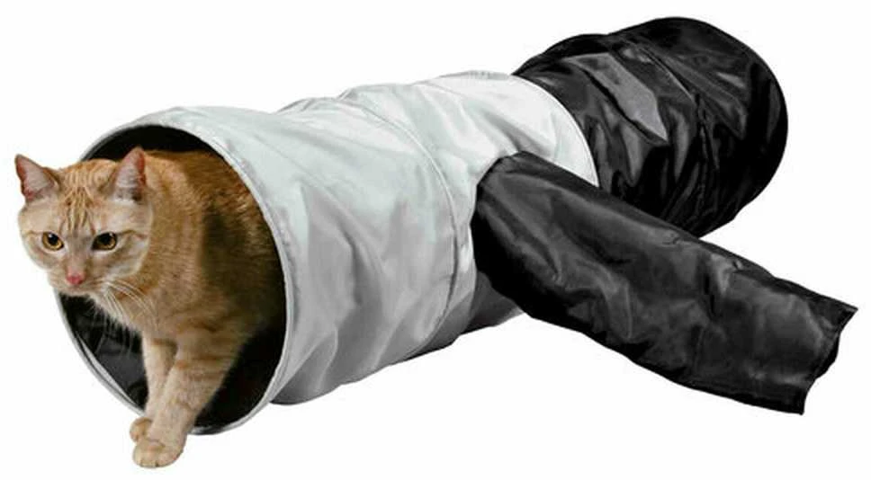 TRIXIE Žaidimų tunelis katėms su 4 įėjimais, pliušas, 30x115 cm, pilka/žalsva