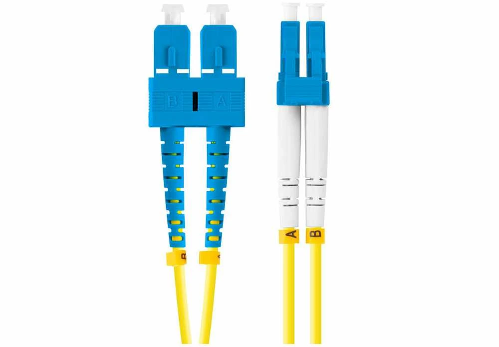 LANBERG šviesolaidinis laidas SM SC/UPC-LC/UPC dvipusis 5m LSZH g657a1 3.0mm geltonas