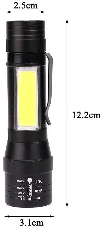 Žibintuvėlis LED taktinis 600l m 400m ZOOM COB XML T6 USB 5W