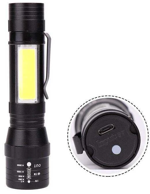 Žibintuvėlis LED taktinis 600l m 400m ZOOM COB XML T6 USB 5W