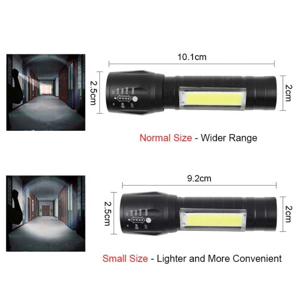 Žibintuvėlis LED taktinis 600l m 400m ZOOM COB XML T6 USB 5W