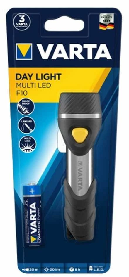 Varta Day Light Multi LED F10 Raktų grandinėlė su žibintuvėliu Aliuminis, Juoda