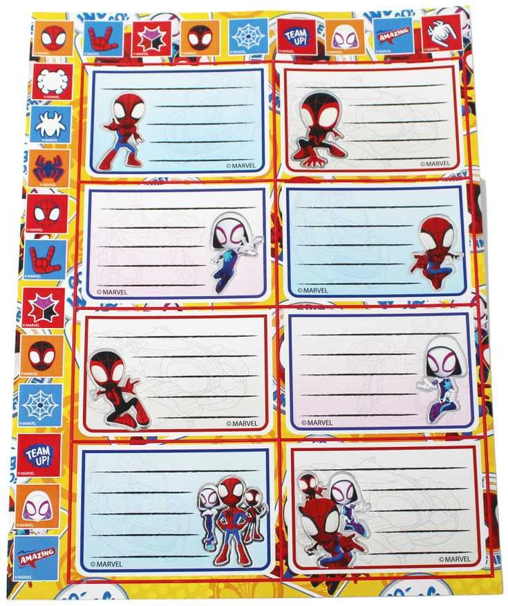 Žmogaus-voro ir „Spidey“ užrašinės etiketė su lipdukais, 16 vnt.