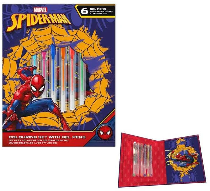 Kids Euroswan Hiszpania Kids Euroswan Rinkinys rašymo rinkinys 6 geliniai rašikliai su Spiderman bloknotu SP50060 Kids Euroswan