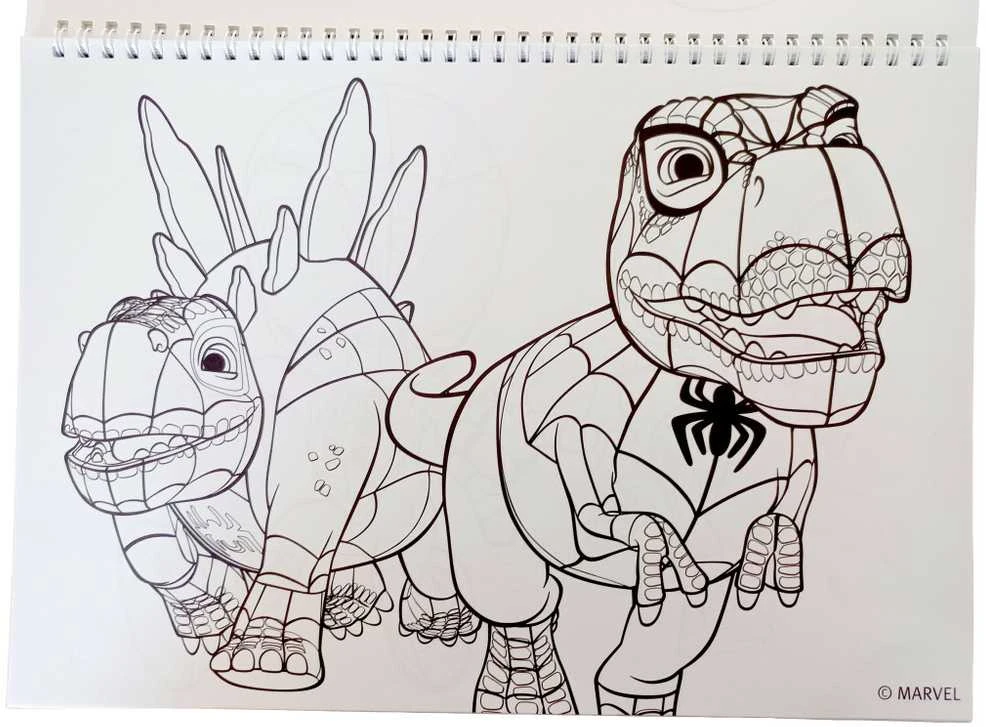 Žmogus-voras, dinozaurų tinklai, A/4 formato spiralinis eskizų sąsiuvinis su 40 lapų ir lipdukais