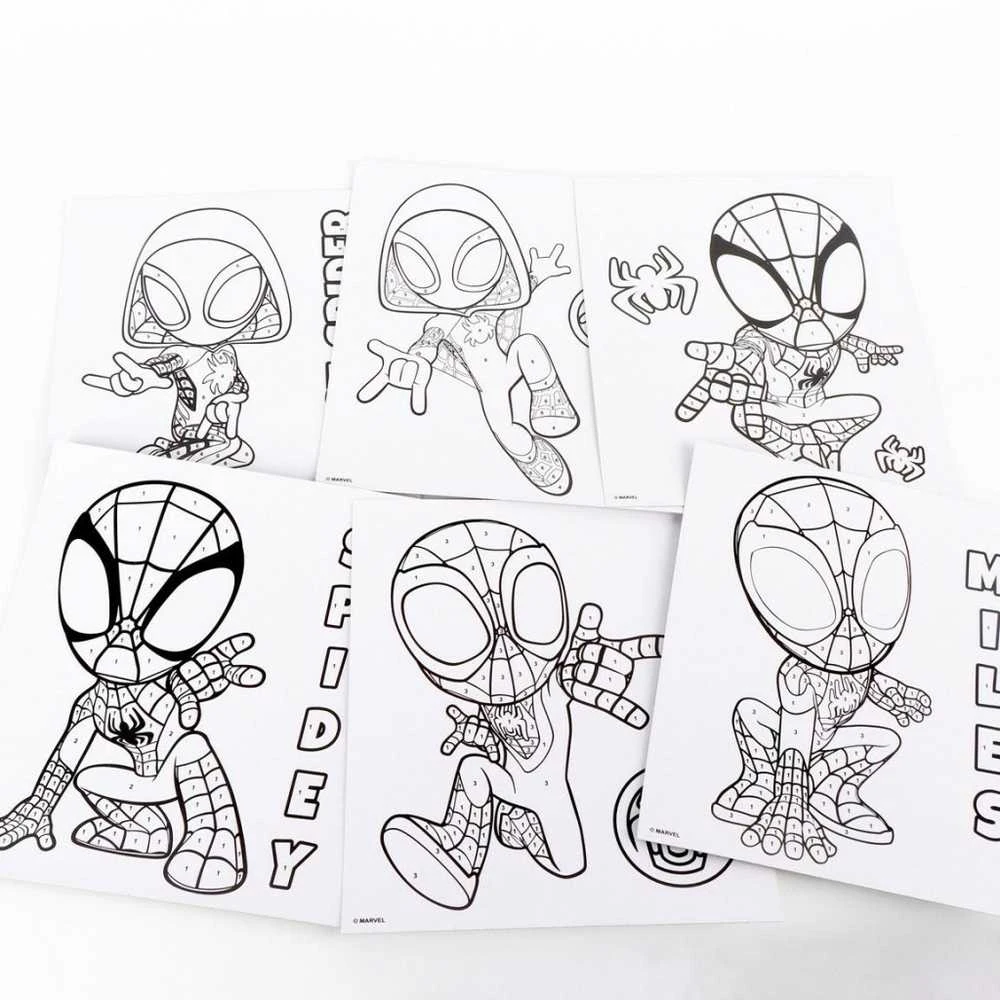 Žmogus-voras ir „Spidey Friends“ piešimo pagal skaičius rinkinys