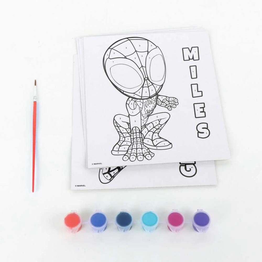 Žmogus-voras ir „Spidey Friends“ piešimo pagal skaičius rinkinys