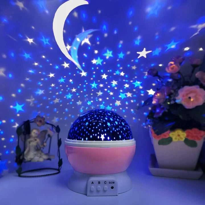 Žvaigždžių projektorius su 360° sukimu ir šiltu apšvietimu, 11x14 cm, mėlynas
