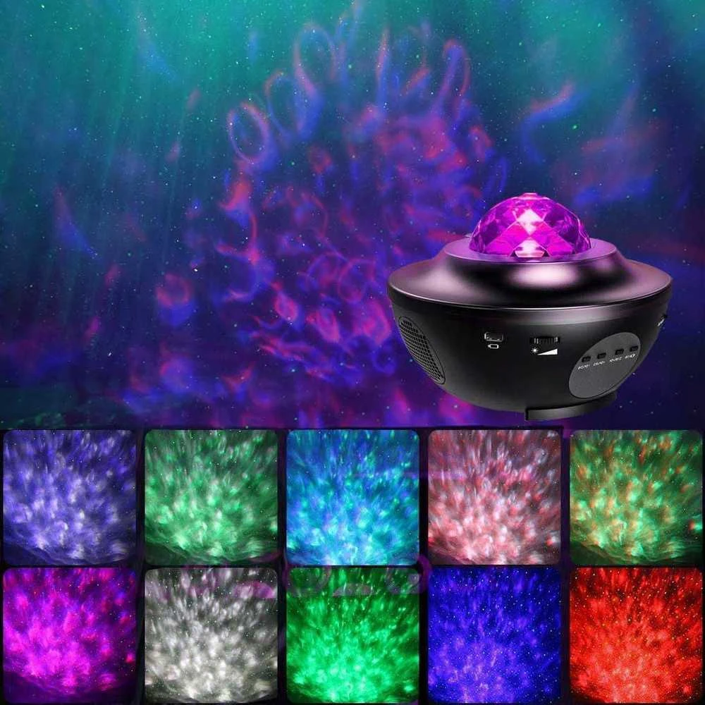 Žvaigždžių projektorius su LED RGB ir nuotolinio valdymo pultu