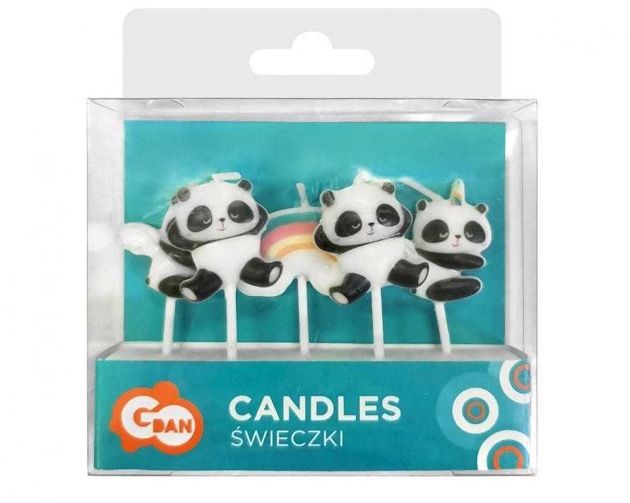Žvakė tortui „Gyvūnai“ su miela panda, 5 vnt. žvakių rinkinys