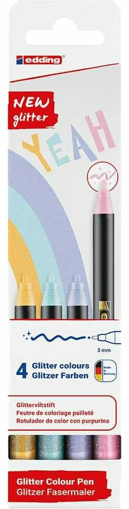 Edding Fine tip markeris e-1200 EDDING, 3mm, 4 vnt., blizgučių mišinys