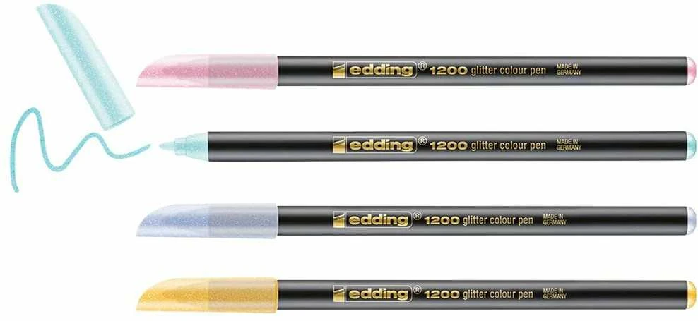 Edding Fine tip markeris e-1200 EDDING, 3mm, 4 vnt., blizgučių mišinys