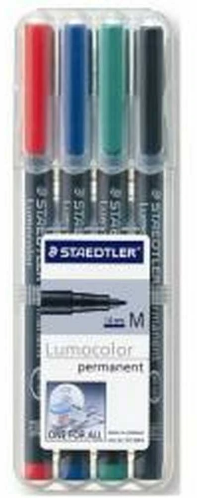 Staedtler Lumocolor 317 WP4 marker permanentny Juodas, Mėlyna, Žalias, Raudona 4 vnt.