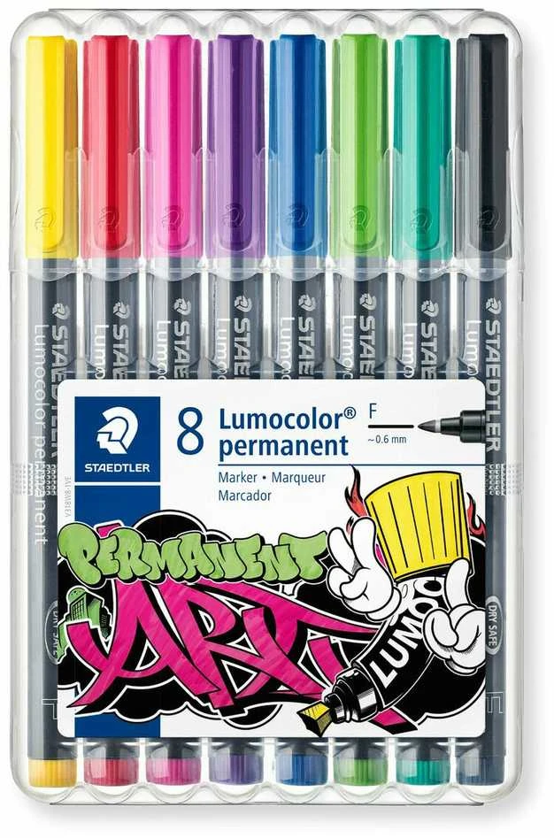Staedtler Lumocolor 8 spalvų žymeklių rinkinys dėkle