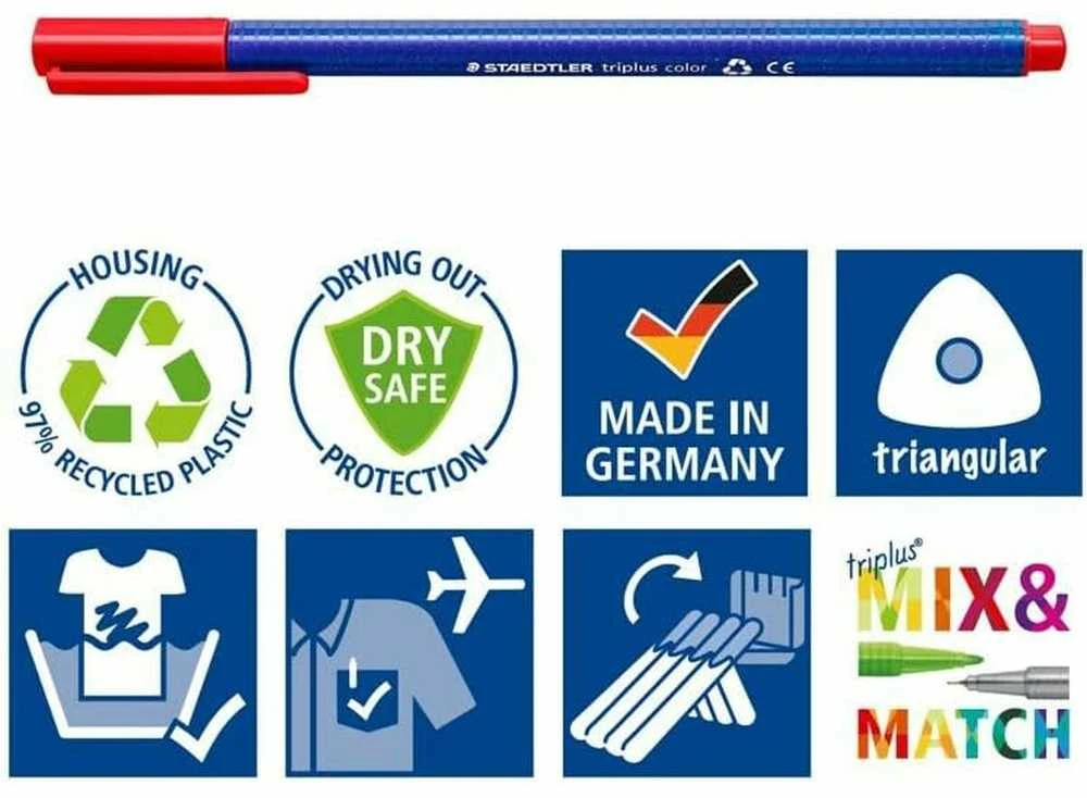 Staedtler triplus color flomasteris su savybių ikonėlėmis