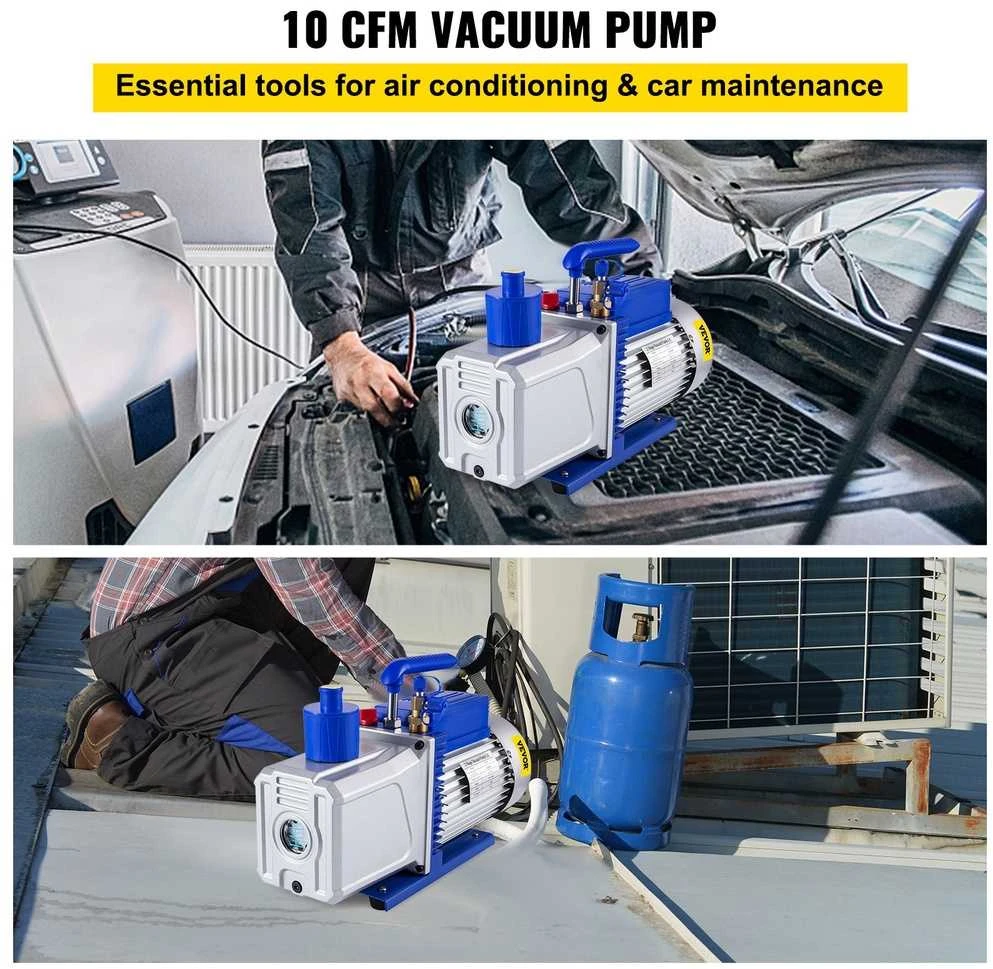 10 CFM vakuuminis siurblys, 1 AG, 2 pakopų oro kondicionieriaus siurblys