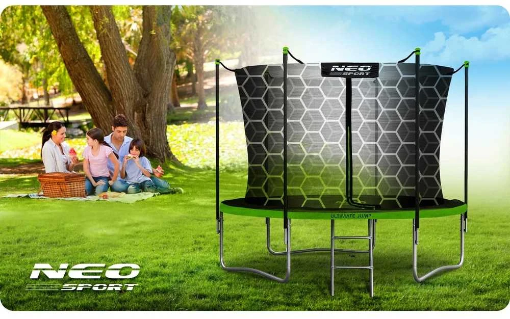10 pėdų sodo trampolinas su apsauginiu tinklu ir kopėčiomis, lauko šokinėjimo trampolinas, apvalus trampolinas vaikams, kiemo trampolinas