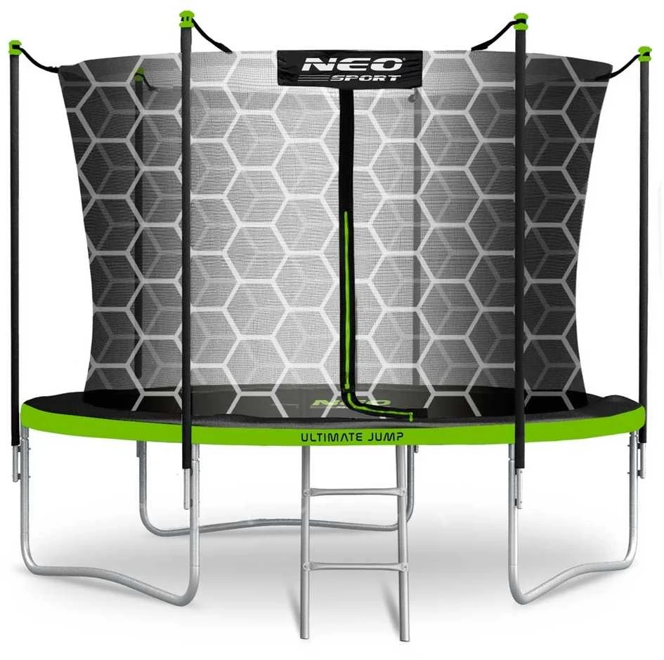 10 pėdų sodo trampolinas su apsauginiu tinklu ir kopėčiomis, lauko šokinėjimo trampolinas, apvalus trampolinas vaikams, kiemo trampolinas