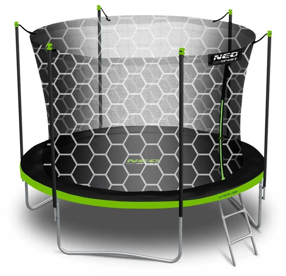 10 pėdų sodo trampolinas su apsauginiu tinklu ir kopėčiomis, lauko šokinėjimo trampolinas, apvalus trampolinas vaikams, kiemo trampolinas