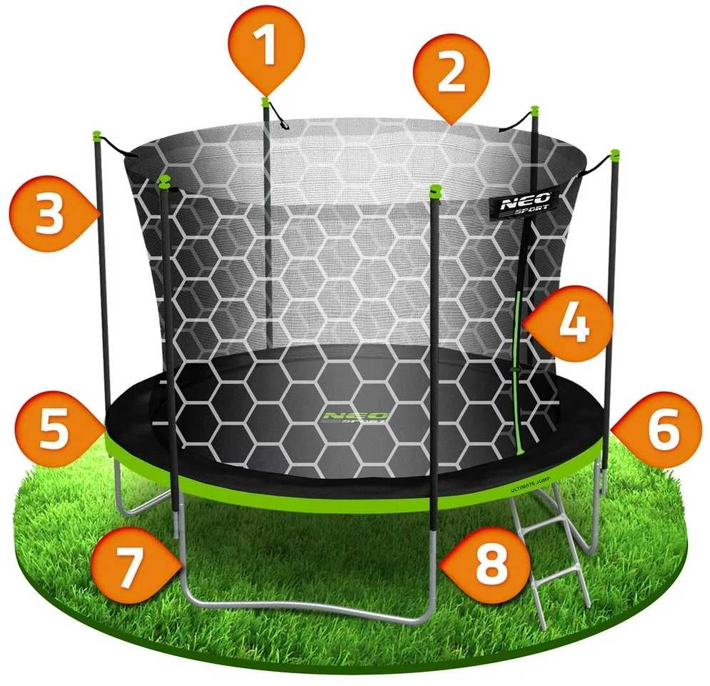 10 pėdų sodo trampolinas su apsauginiu tinklu ir kopėčiomis, lauko šokinėjimo trampolinas, apvalus trampolinas vaikams, kiemo trampolinas