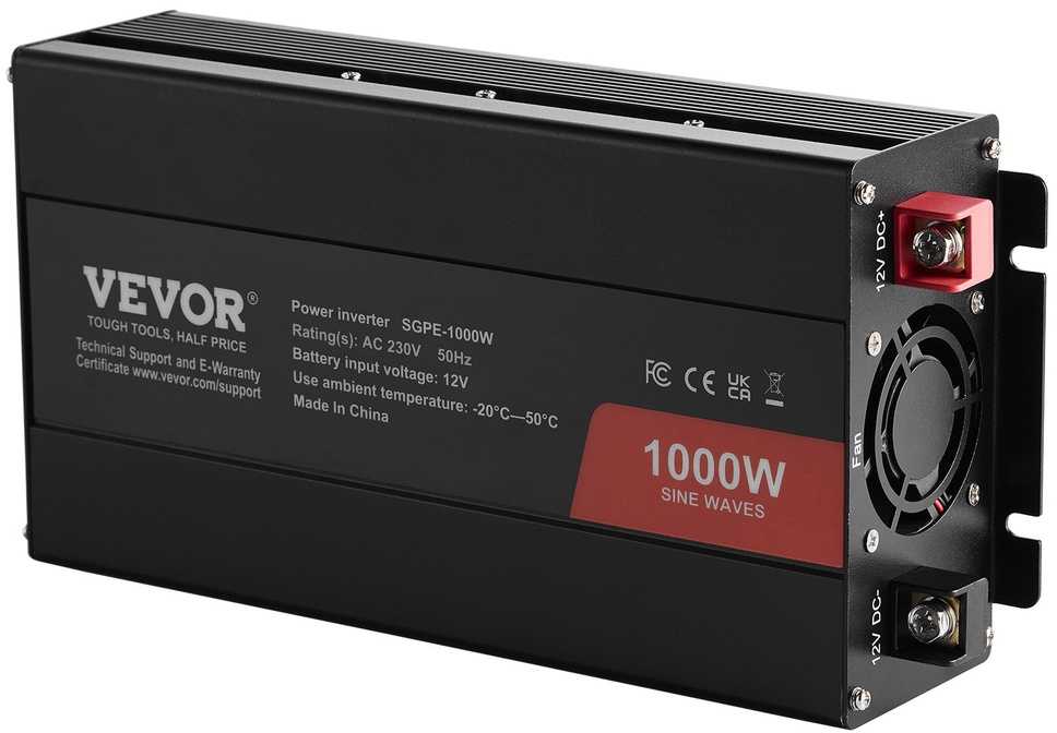 1000 W galios keitiklis, nuo 12 V DC iki 230 V AC, grynos sinusinės bangos keitiklis