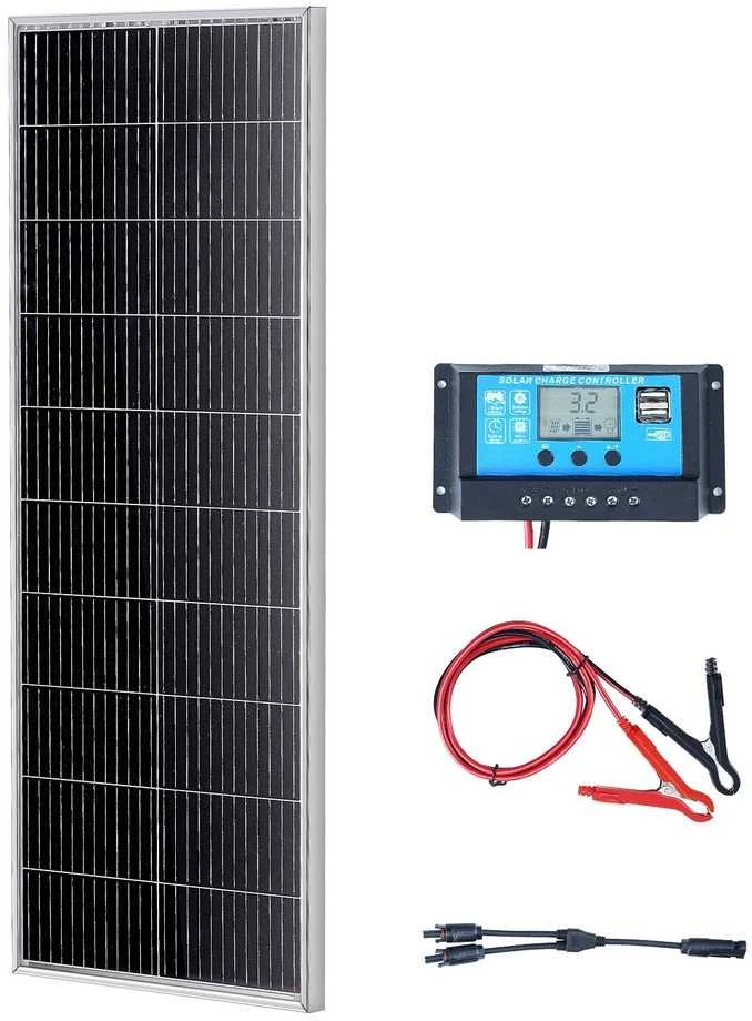 100W Monokristalinis Saulės Baterijų Komplektas, 12V Įkroviklis, Kemperiui, Valčiai, Stovyklavimui, Nameliui ant Ratų, Jachtai