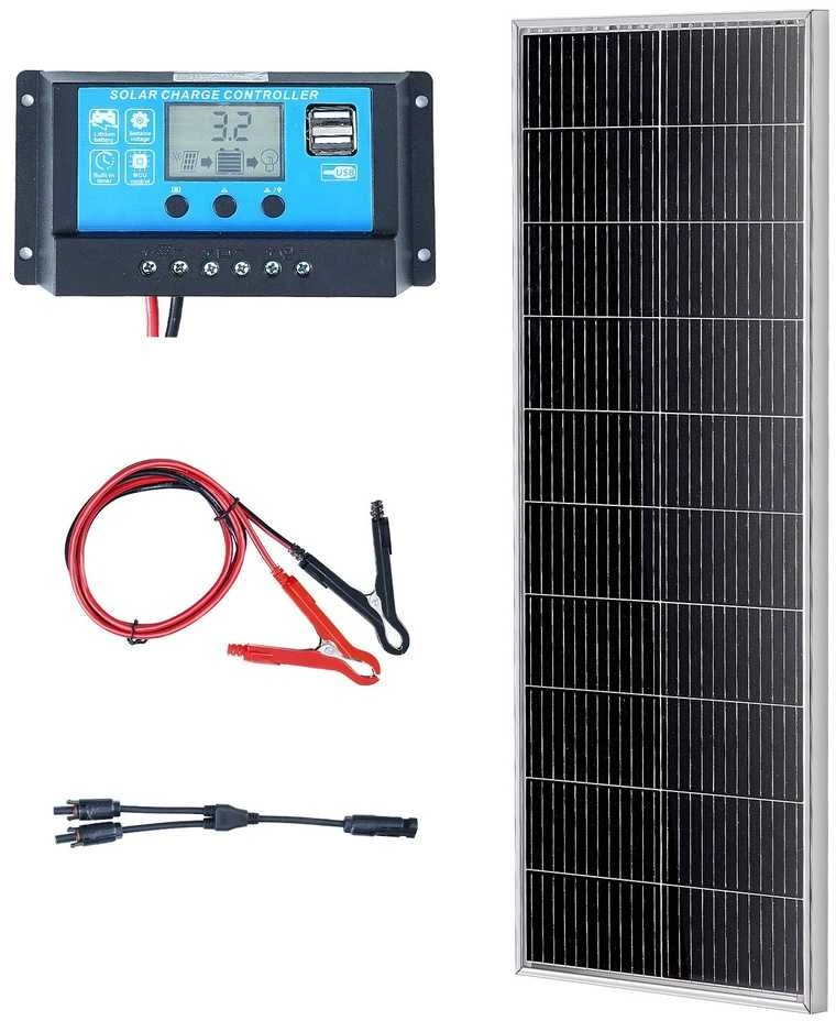 100W Monokristalinis Saulės Baterijų Komplektas, 12V Įkroviklis, Kemperiui, Valčiai, Stovyklavimui, Nameliui ant Ratų, Jachtai