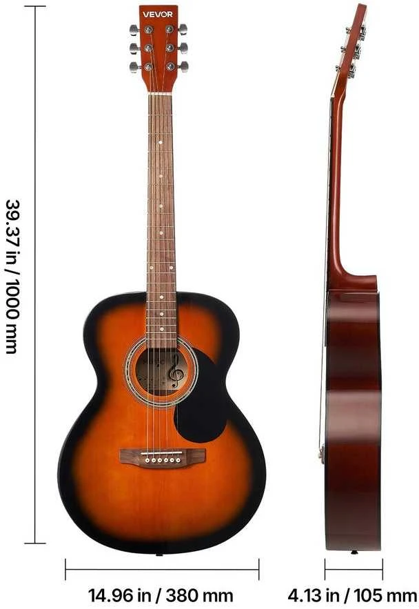 1016 mm Dreadnought Akustinė Gitara, Eglės Viršus, Mahonmedžio Korpusas, Pradedančiųjų Gitaros Rinkinys, Akustinė Gitara