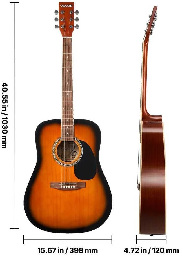 1041.4 mm Akustinė Gitara, Akustinės Gitaros Rinkinys Pradedantiesiems, Dreadnought Sunburst Gitara, Akustinė Gitara Suaugusiems