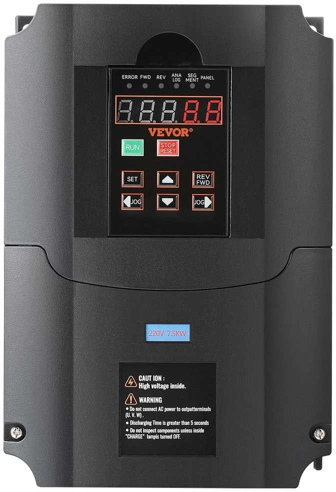 10HP kintamo dažnio pavara, 7.5KW VFD, 220V vienfazis/trifazis į 3 fazių keitiklis, variklio greičio reguliatorius, pramoninis dažnio keitiklis