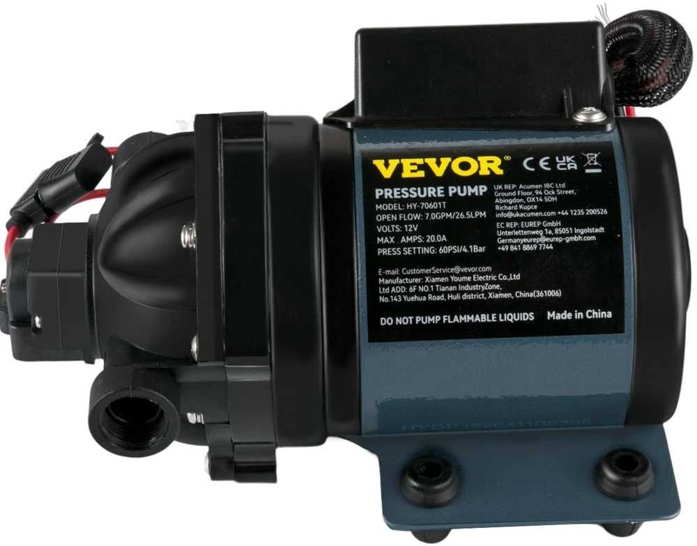 12 V vandens pompa, 26.5 l/min, savaime užsipildanti, RV, jachtai, valčiai, kemperiui